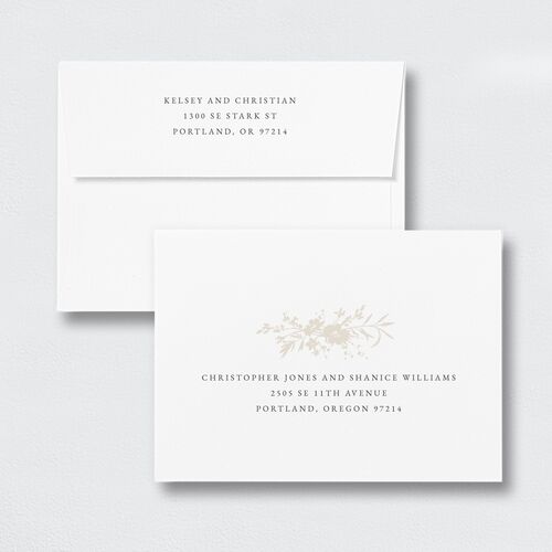 Gilded Wildflower Wedding Invitation Envelopes White Standard Pure White Both Recipient and Return Addresses