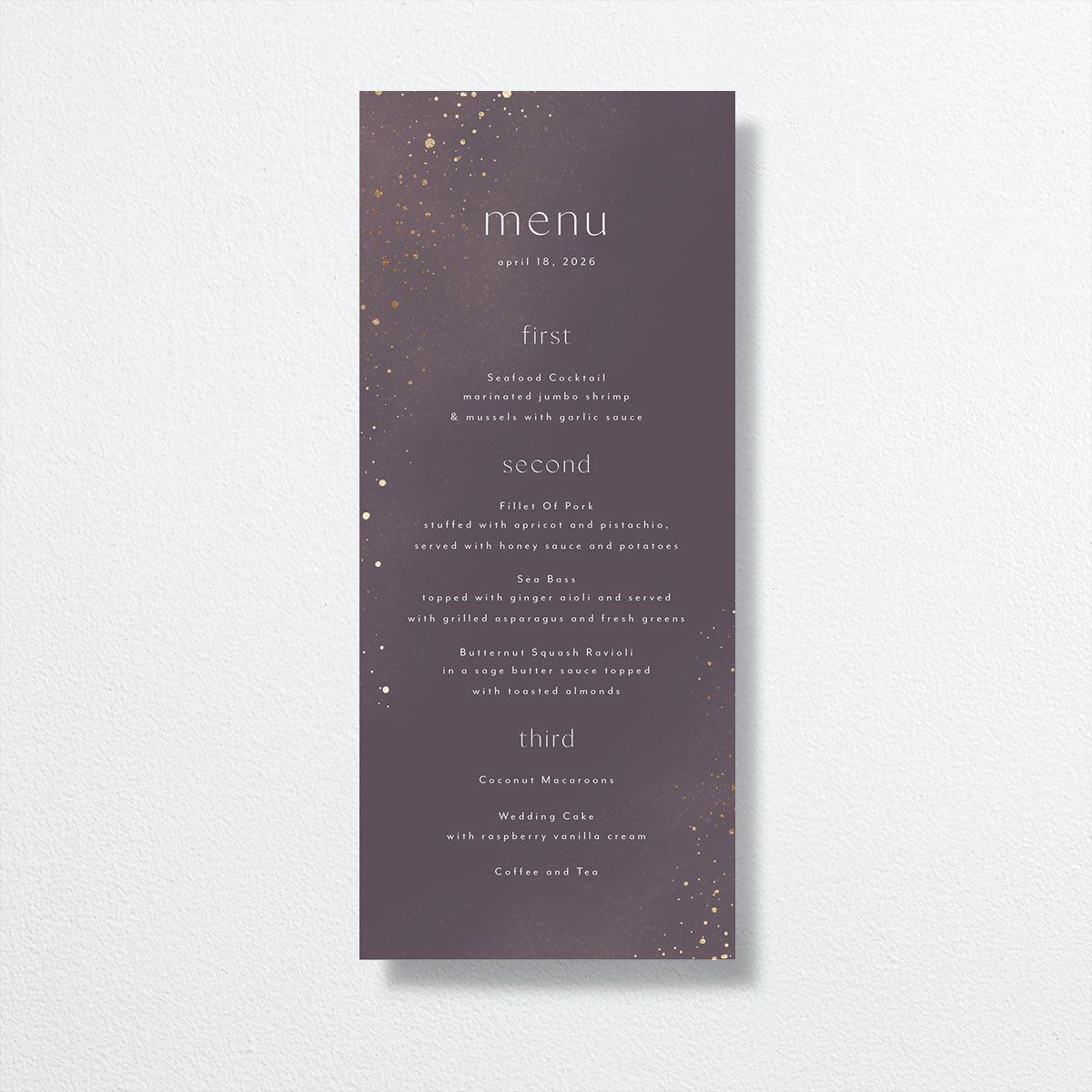 Shimmer Dust Menus front in purple