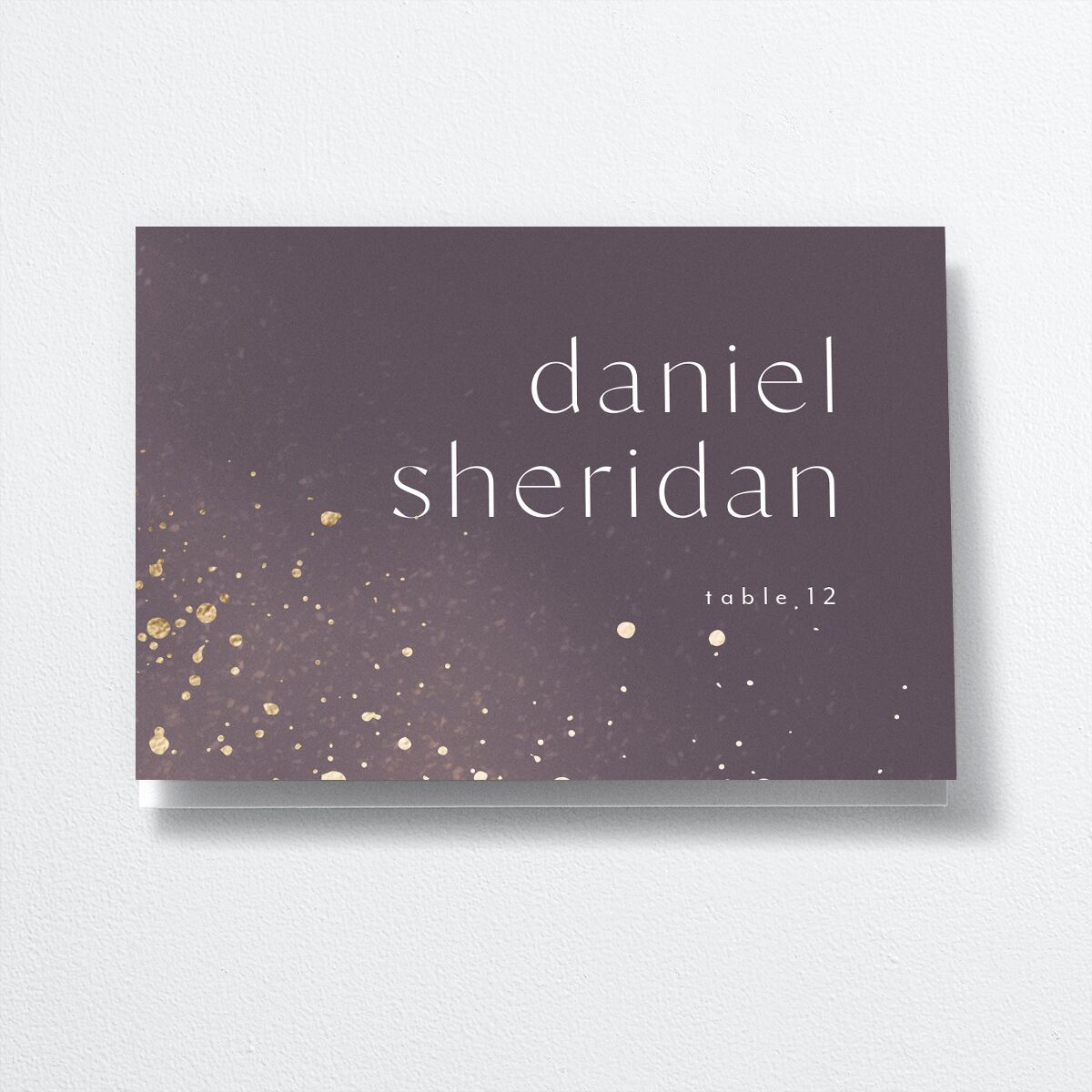 Shimmer Dust Place Cards front in purple