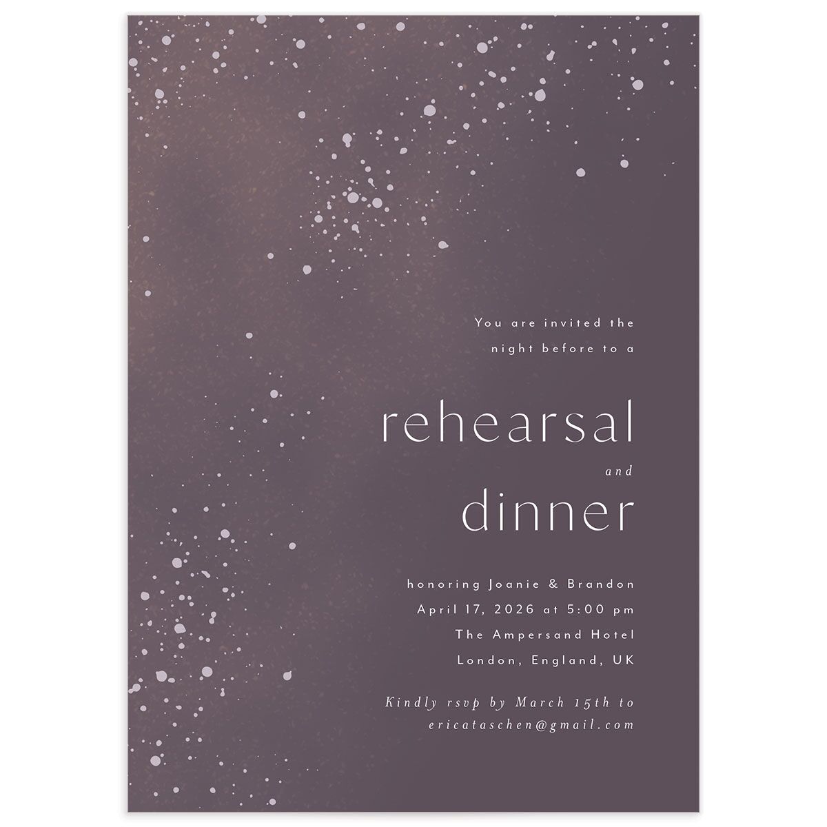 Shimmer Dust Rehearsal Dinner Invitations