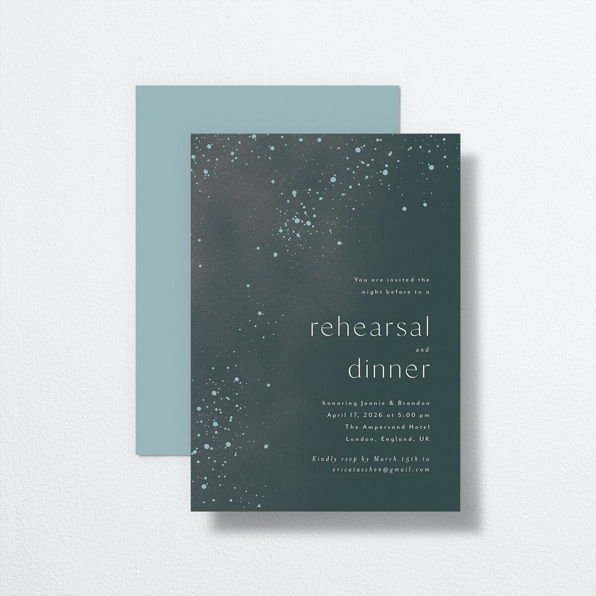 Shimmer Dust Rehearsal Dinner Invitations Dark Emerald Signature