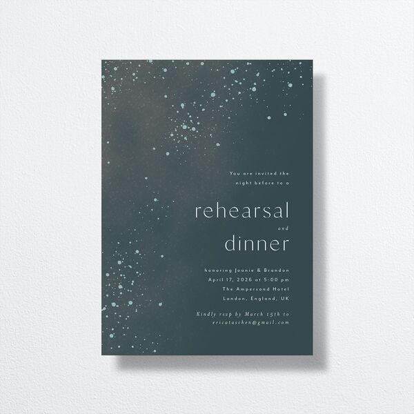 Shimmer Dust Rehearsal Dinner Invitations Dark Emerald Signature