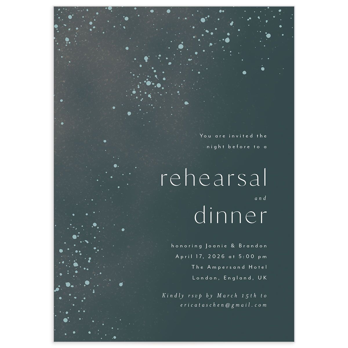 Shimmer Dust Rehearsal Dinner Invitations