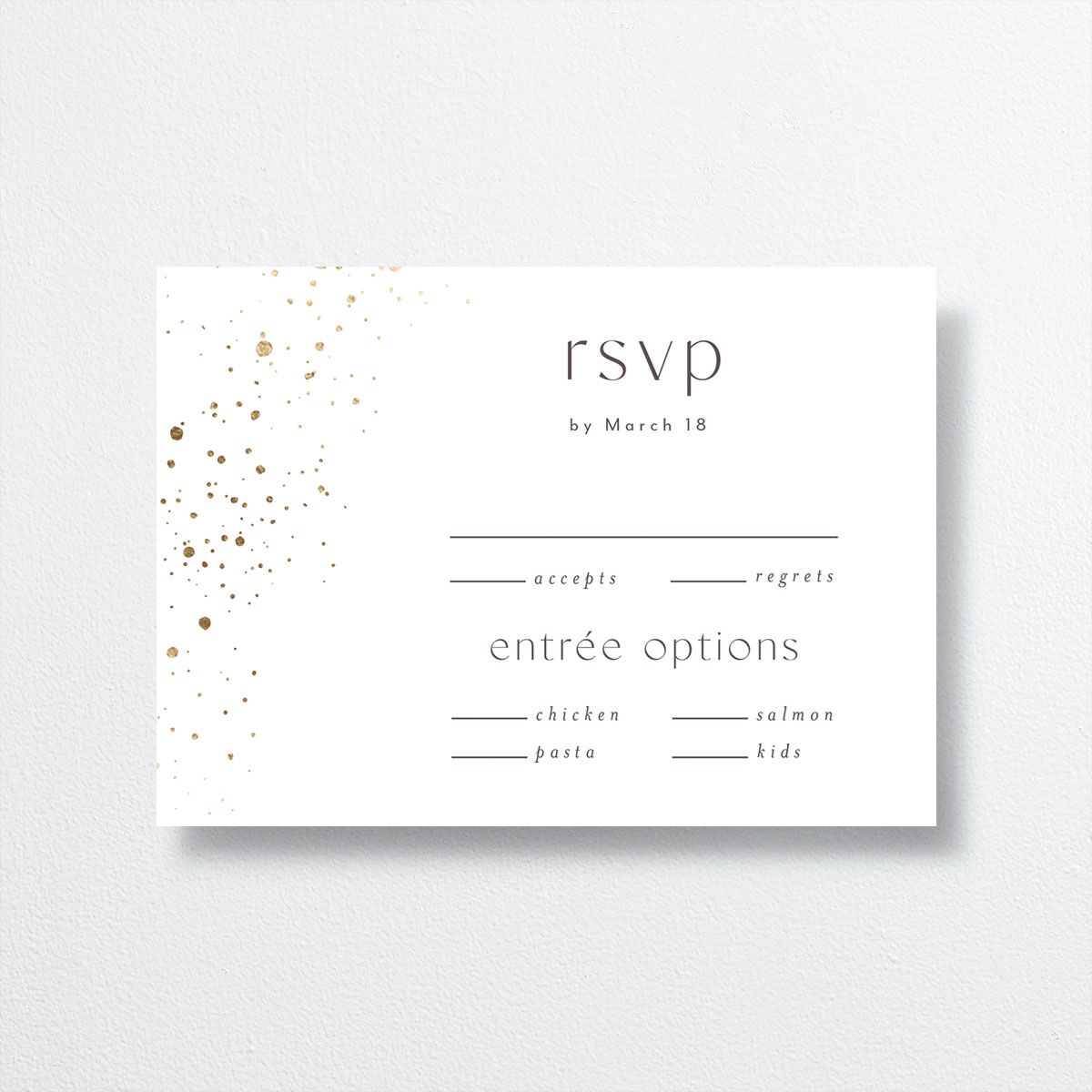Shimmer Dust Wedding Response Cards front in purple