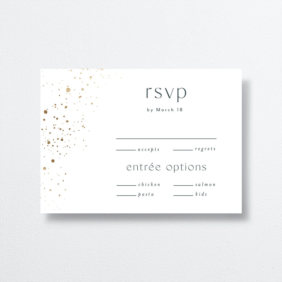 Shimmer Dust Wedding Response Cards front in teal