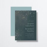 Shimmer Dust Wedding Invitations Gold Dark Emerald Signature No