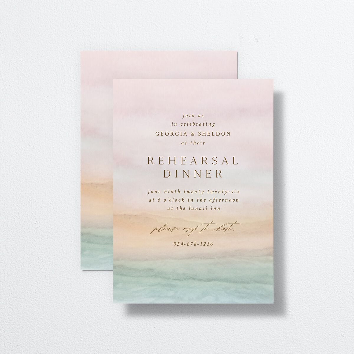 Ethereal Sunset Rehearsal Dinner Invitations Peach Fuzz Signature