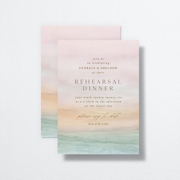 Ethereal Sunset Rehearsal Dinner Invitations Peach Fuzz Signature