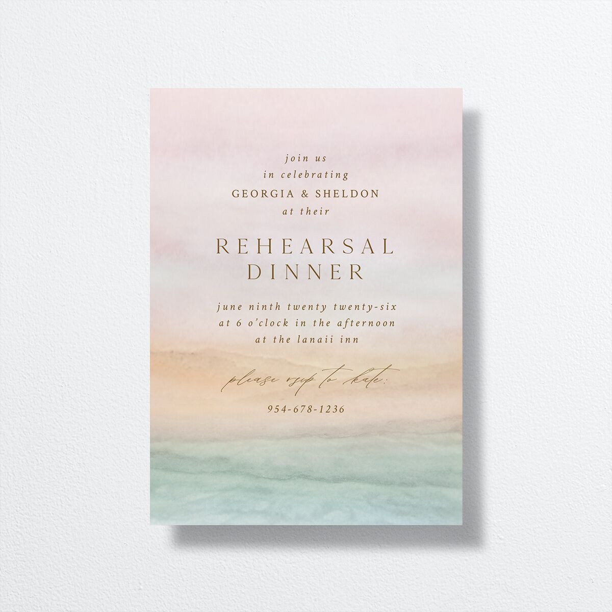 Ethereal Sunset Rehearsal Dinner Invitations Peach Fuzz Signature