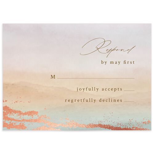 Ethereal Sunset Wedding Response Cards Rose Gold Peach Fuzz Signature
