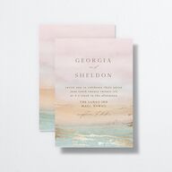 Ethereal Sunset Wedding Invitations Gold Peach Fuzz Signature No
