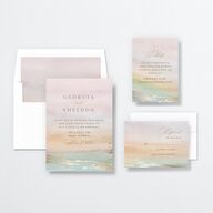 Ethereal Sunset Wedding Invitations Gold Peach Fuzz Signature No