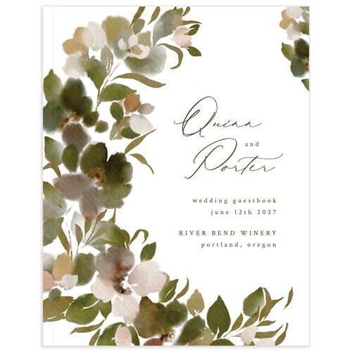 Glamorous Garland Wedding Guest Book Pure White