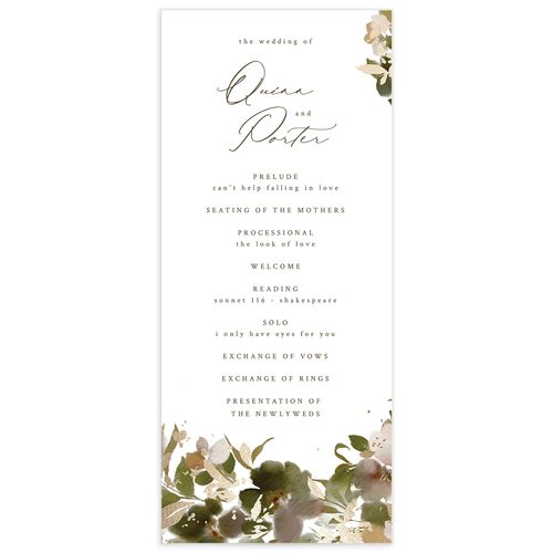 Glamorous Garland Wedding Programs Gold Pure White Signature