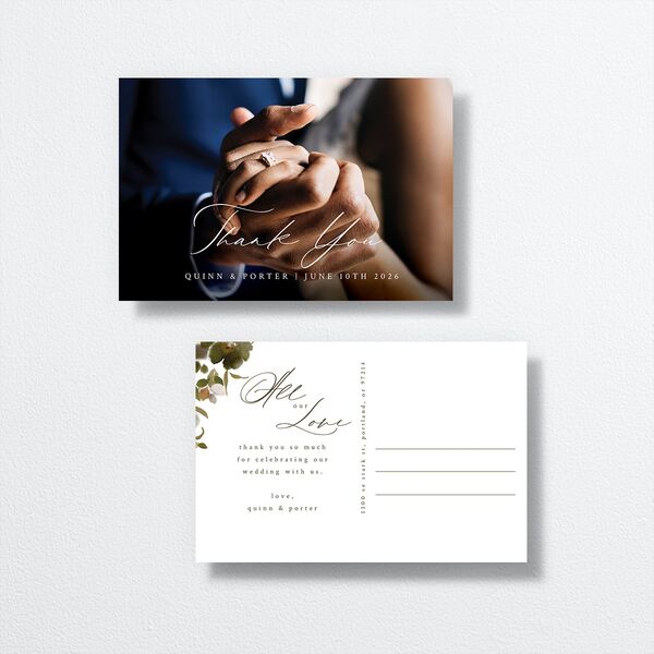Glamorous Garland Thank You Postcards Pure White
