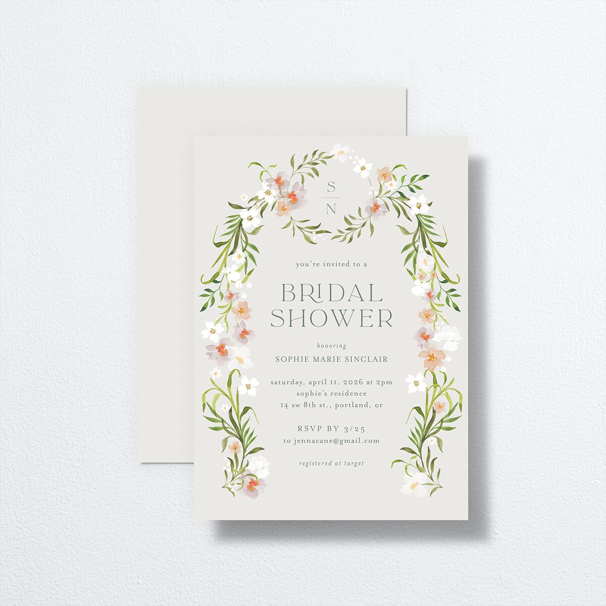 Wildflower Altar Bridal Shower Invitations Mist Signature