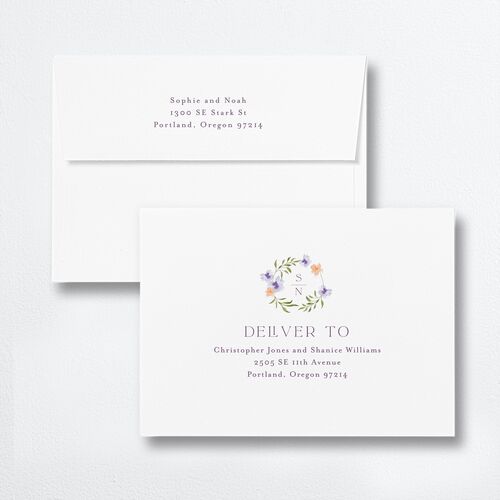 Wildflower Altar Save The Date Card Envelopes White Standard Plum Recipient Address Signature