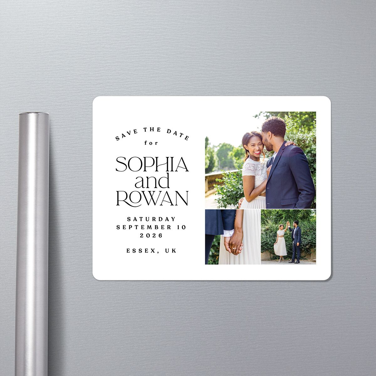 Classic Stack Save The Date Magnets Pure White Magnet Paper