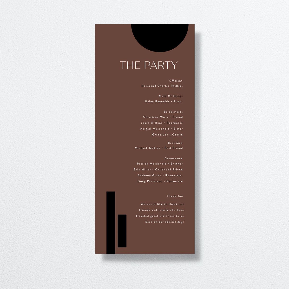 Neo Accent Wedding Programs back