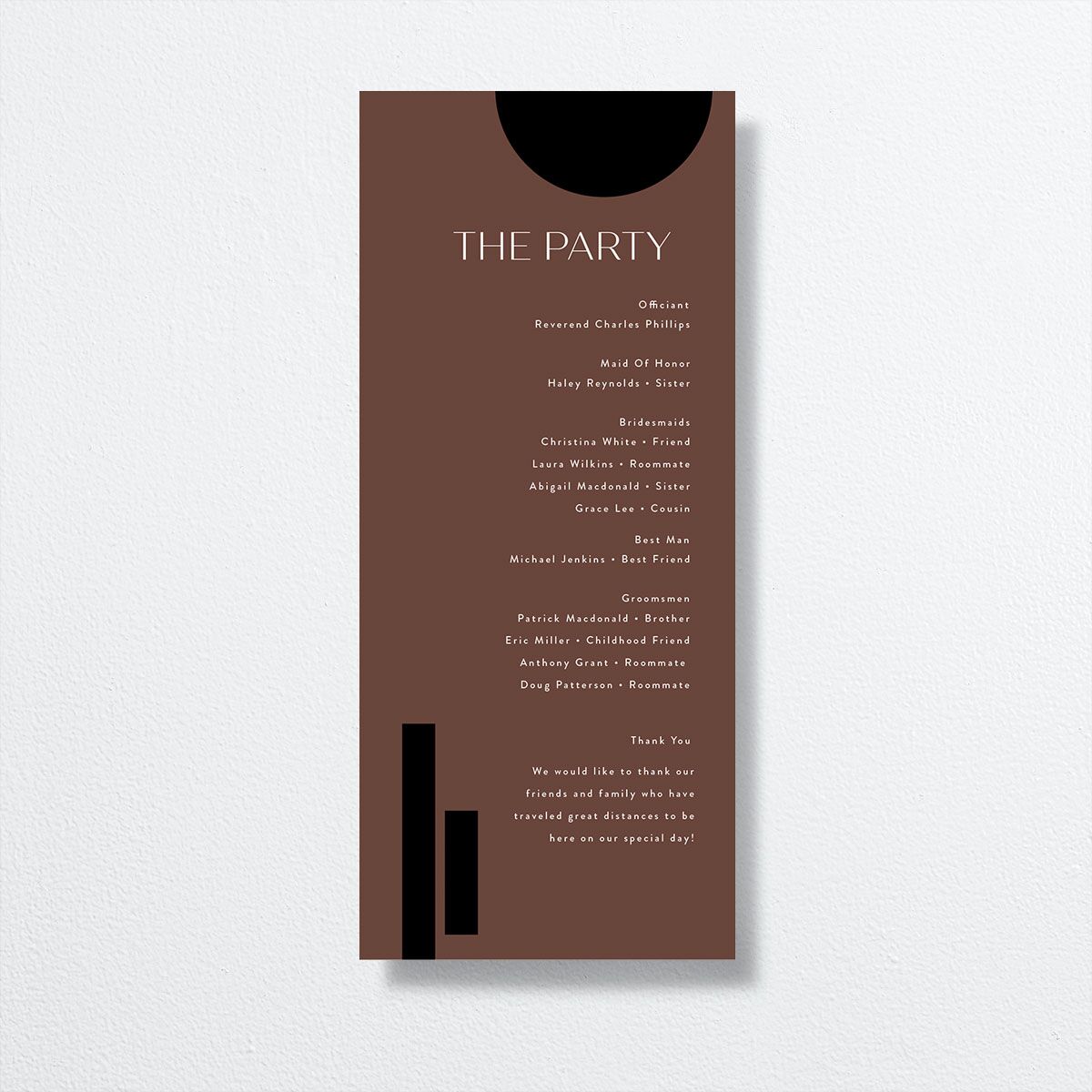 Neo Accent Wedding Programs back in brown