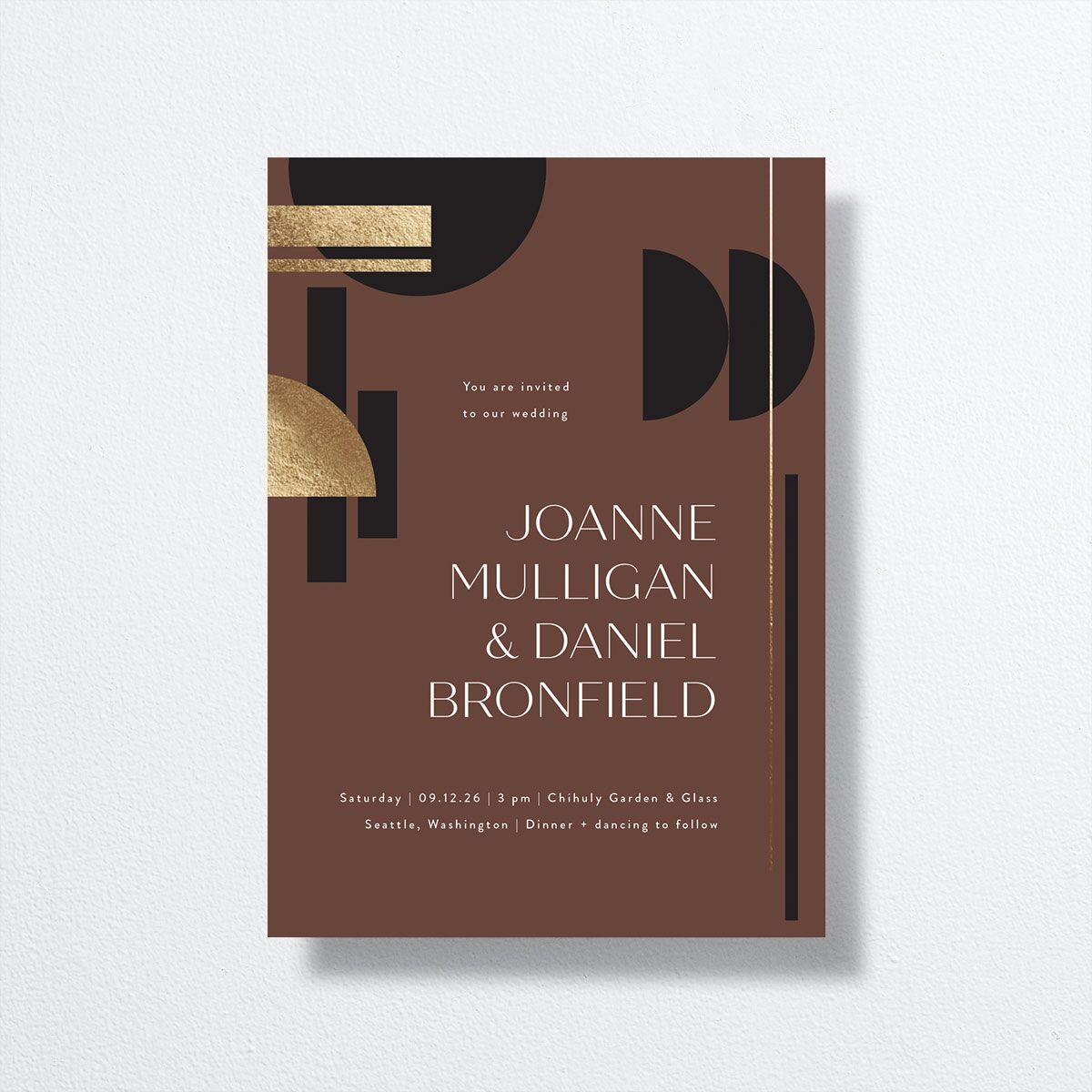 Neo Accent Wedding Invitations front in brown