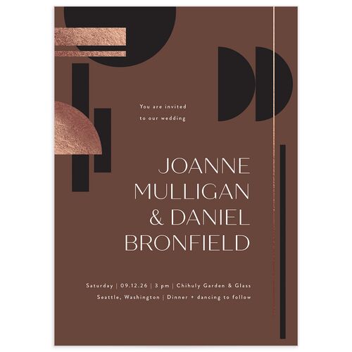 Neo Accent Wedding Invitations Rose Gold Chestnut Signature smooth Blank No