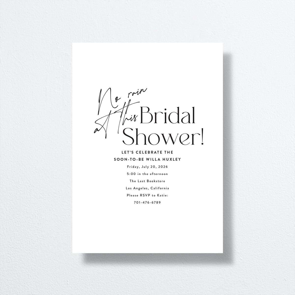 Happy Tears Bridal Shower Invitations front in Black