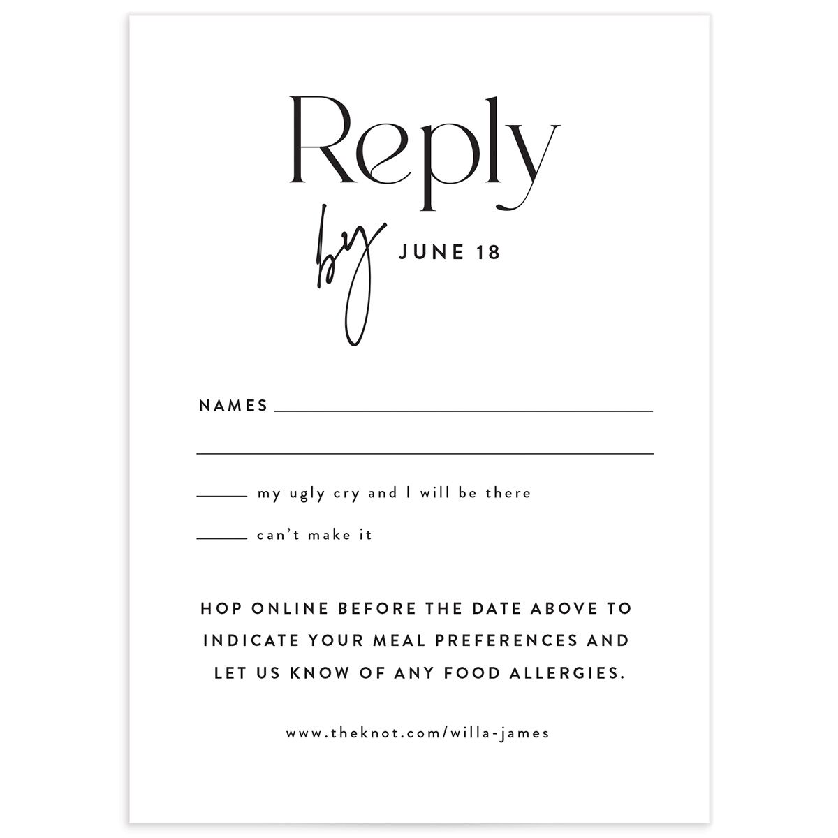 Happy Tears Wedding Response Cards