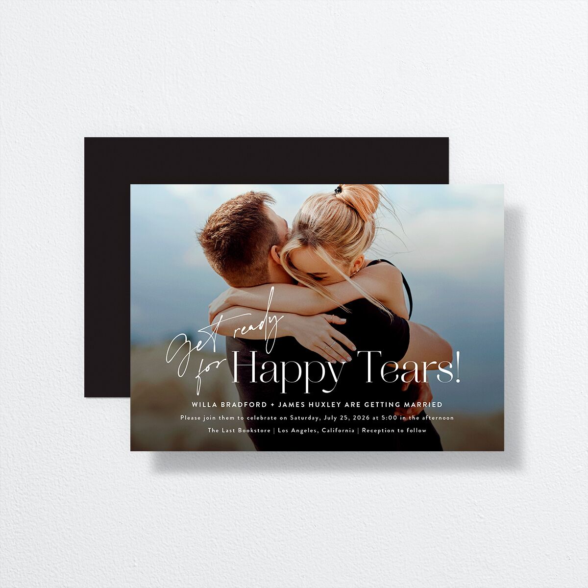 Happy Tears Wedding Invitations  front-and-back