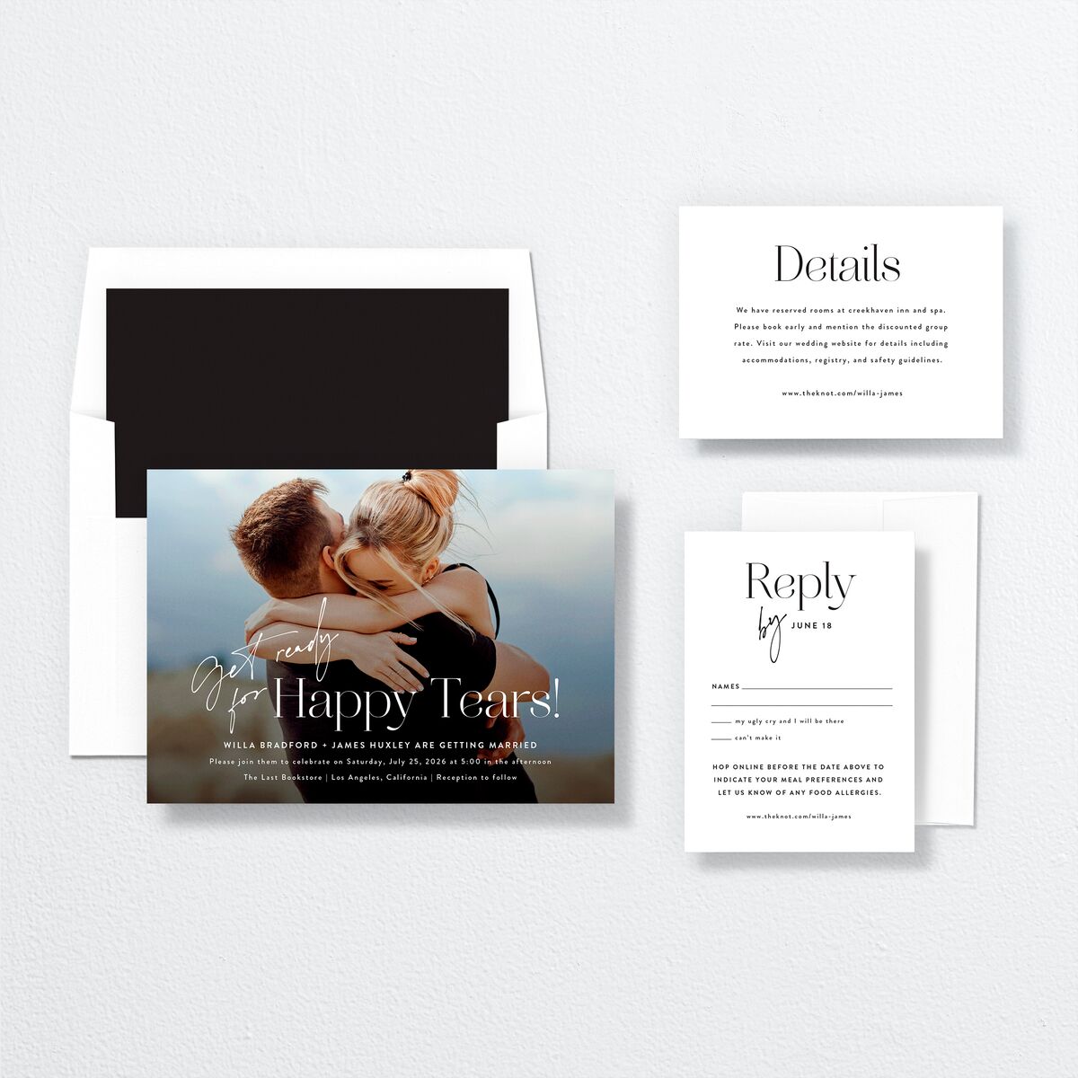 Happy Tears Wedding Invitations  Licorice Signature No