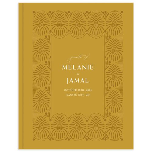 Woven Frame Wedding Guest Book Gold