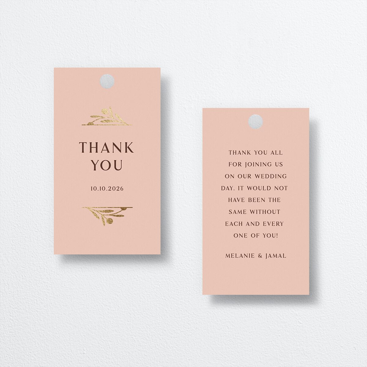 Woven Frame Favor Gift Tags Gold Shy Pink Signature