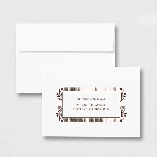 Woven Frame Wedding Response Card Standard Envelopes White Standard Shy Pink Return Address
