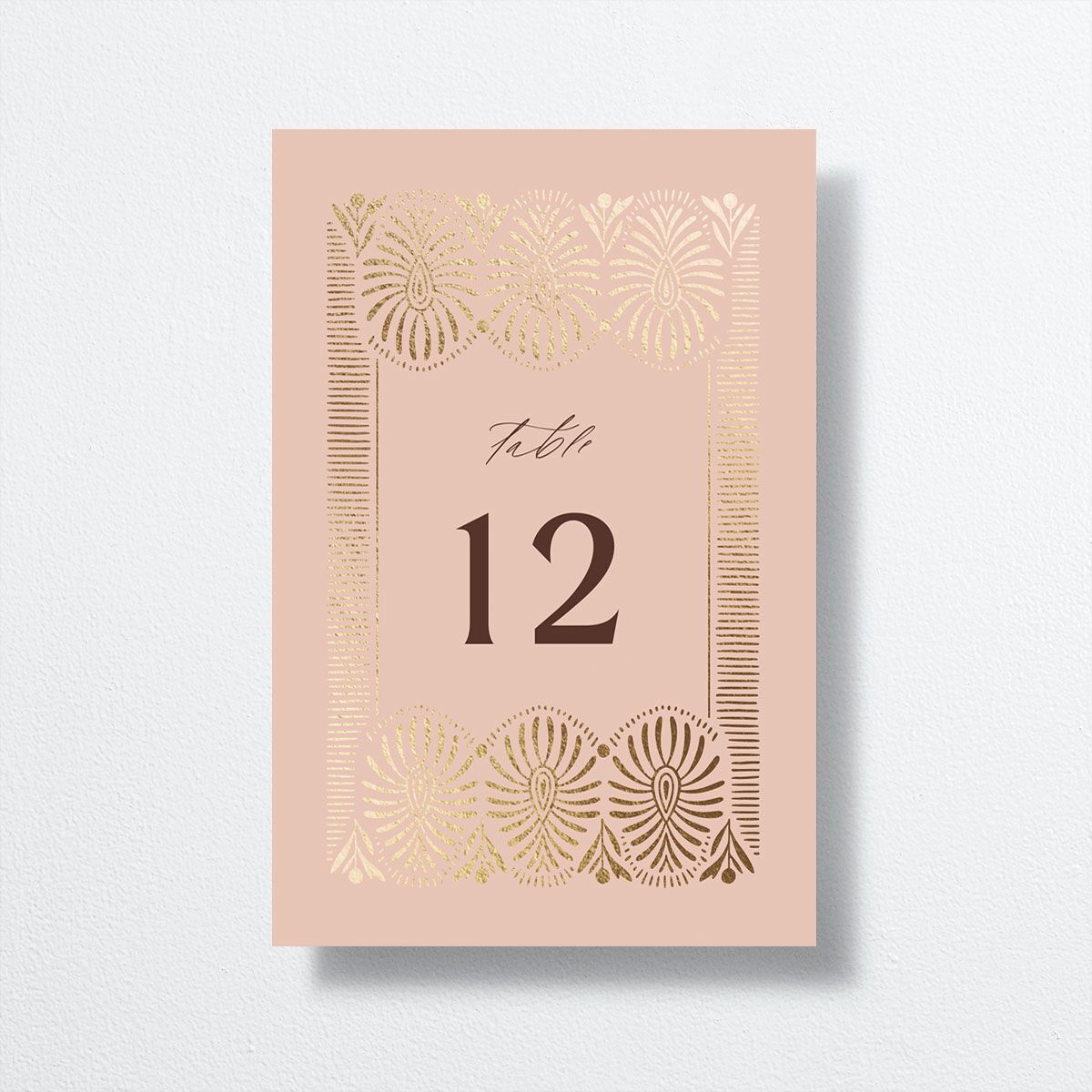 Woven Frame Table Numbers Gold Shy Pink Signature