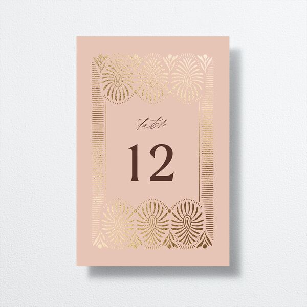 Woven Frame Table Numbers Gold Shy Pink Signature