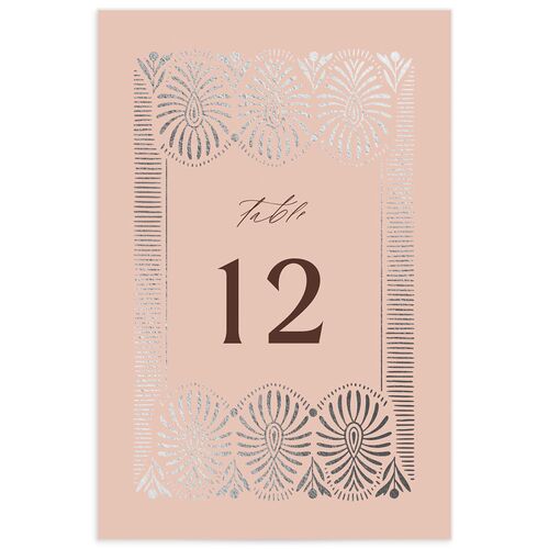 Woven Frame Table Numbers Silver Shy Pink Signature