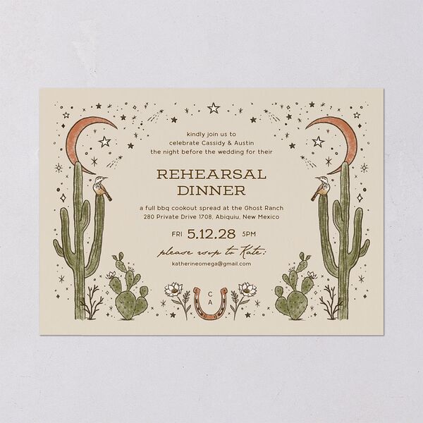 Southwestern Nouveau Rehearsal Dinner Invitations Umber Signature Blank Standard