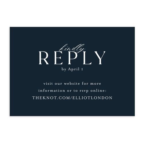 Timeless Typography URL RSVP Cards Dark Navy Signature Standard