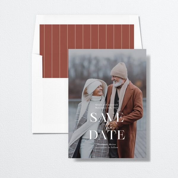 Foundation Save the Date Cards envelope-and-liner in Brown
