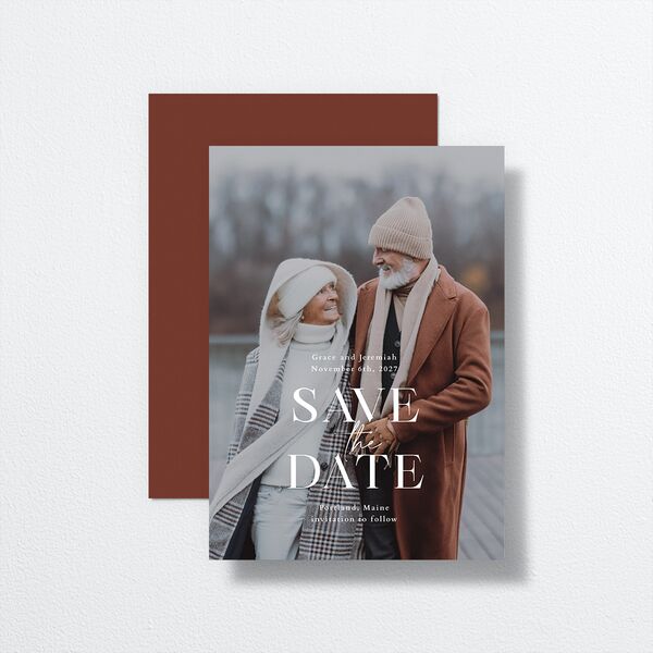 Foundation Save the Date Cards front-and-back in Brown