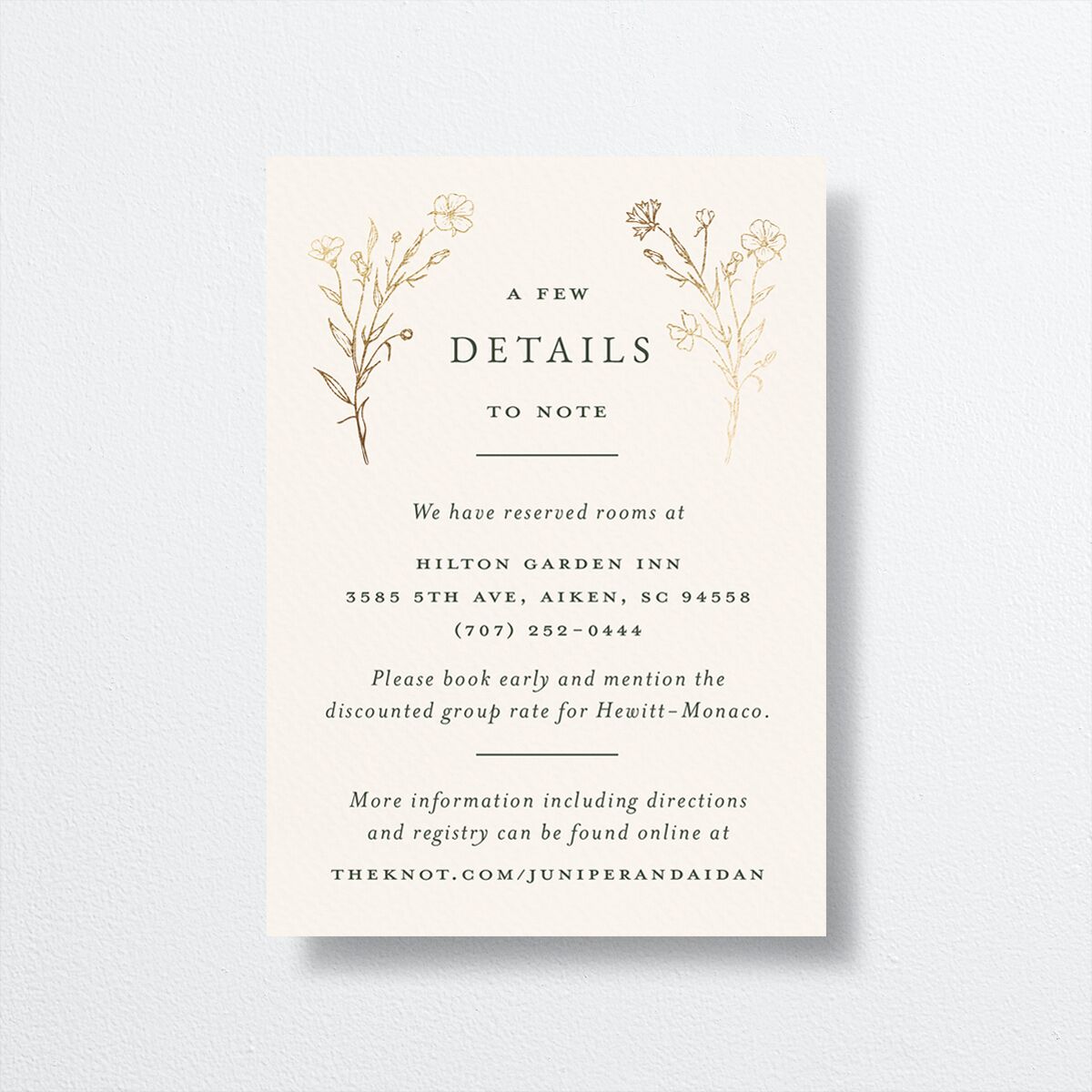 Gilded Monogram Wedding Enclosure Cards front in green