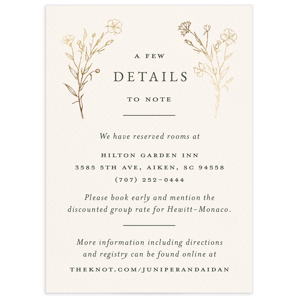 Gilded Monogram Wedding Enclosure Cards
