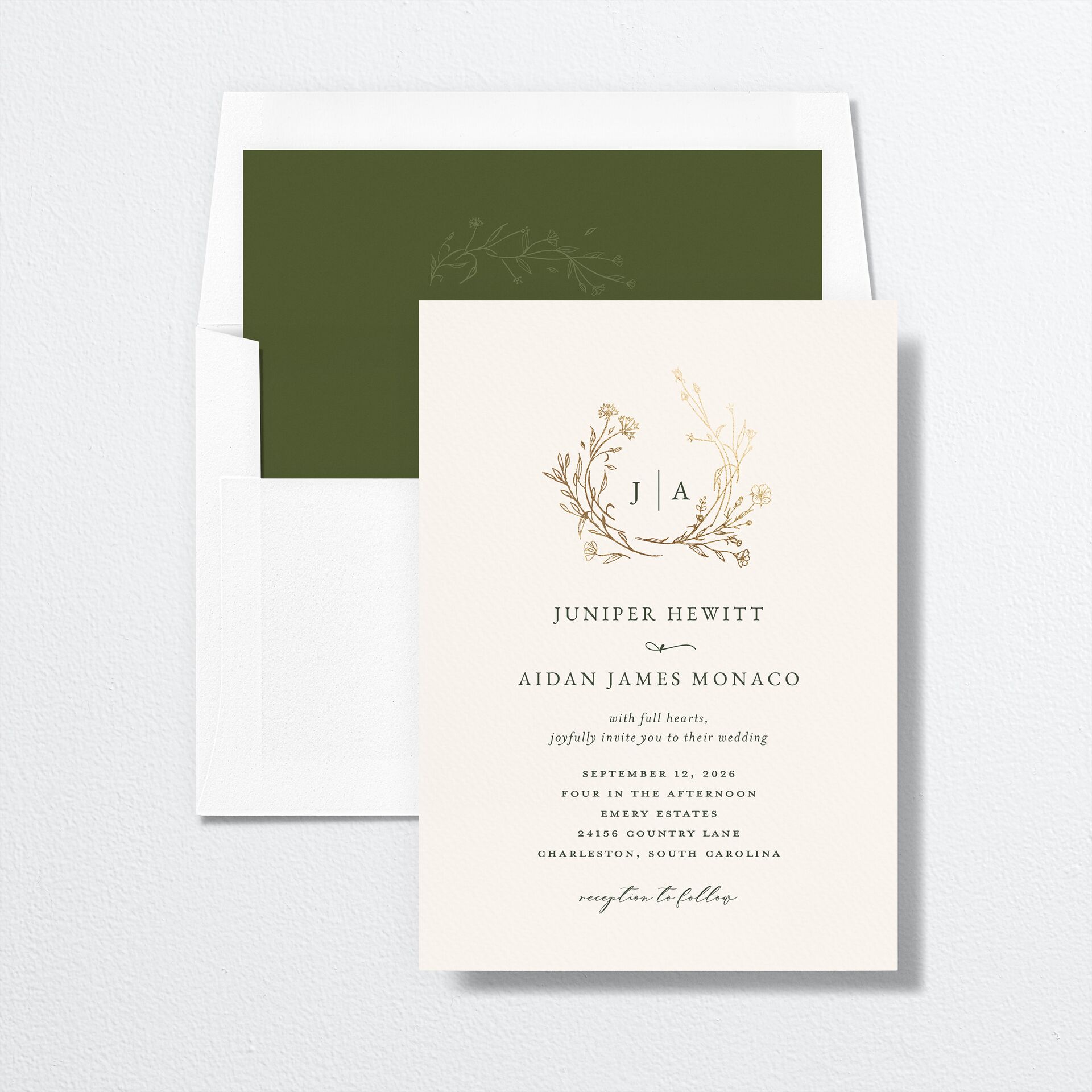 Gilded Monogram Standard Envelope Liners — view 1