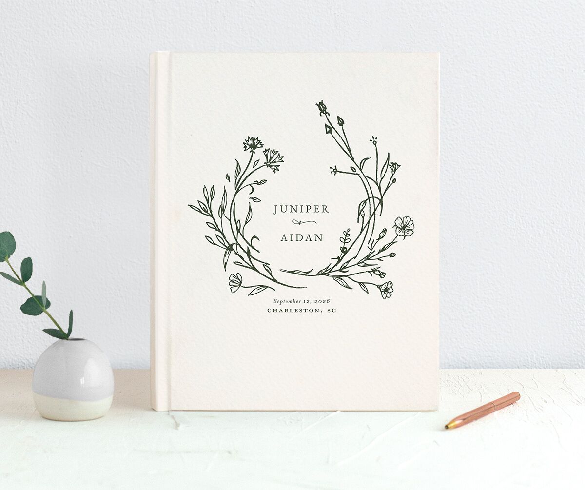 Gilded Monogram Wedding Guest Book front