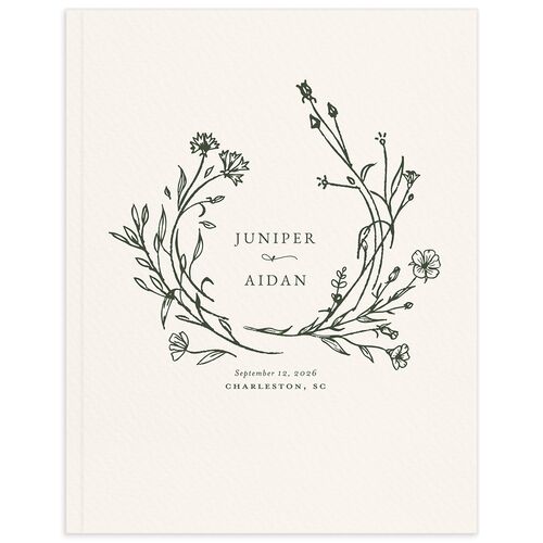 Gilded Monogram Wedding Guest Book - Green