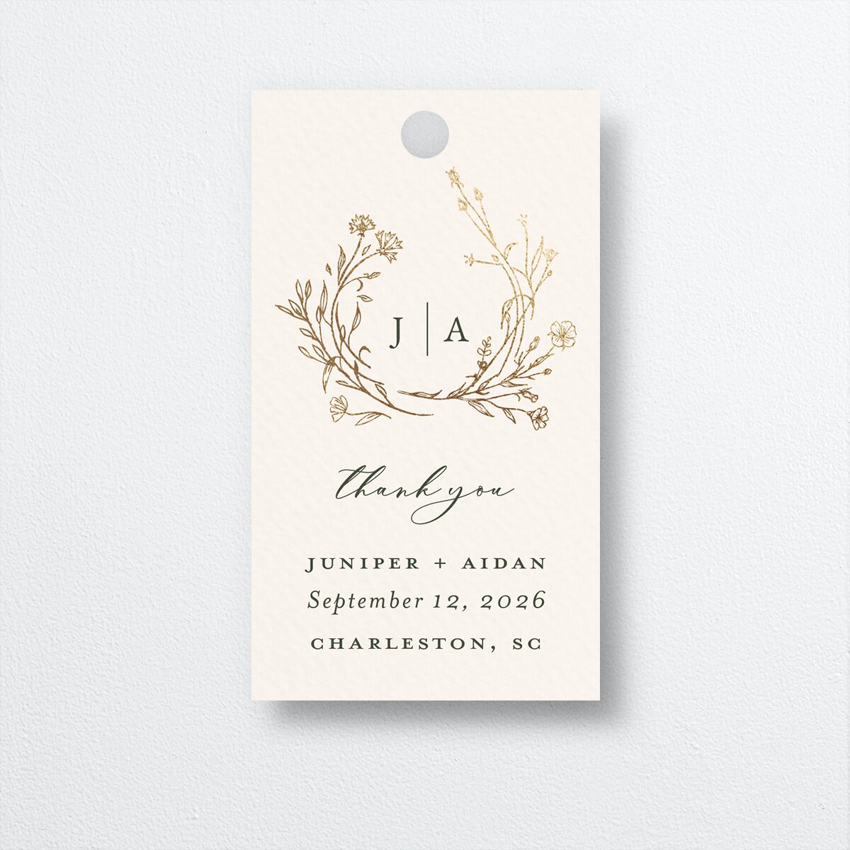 Gilded Monogram Favor Gift Tags front