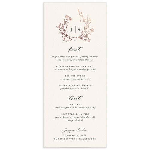 Gilded Monogram Menus Rose Gold Dark Camo Recycled
