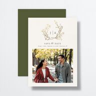 Gilded Monogram Save The Date Cards Gold Dark Camo Signature smooth No Standard