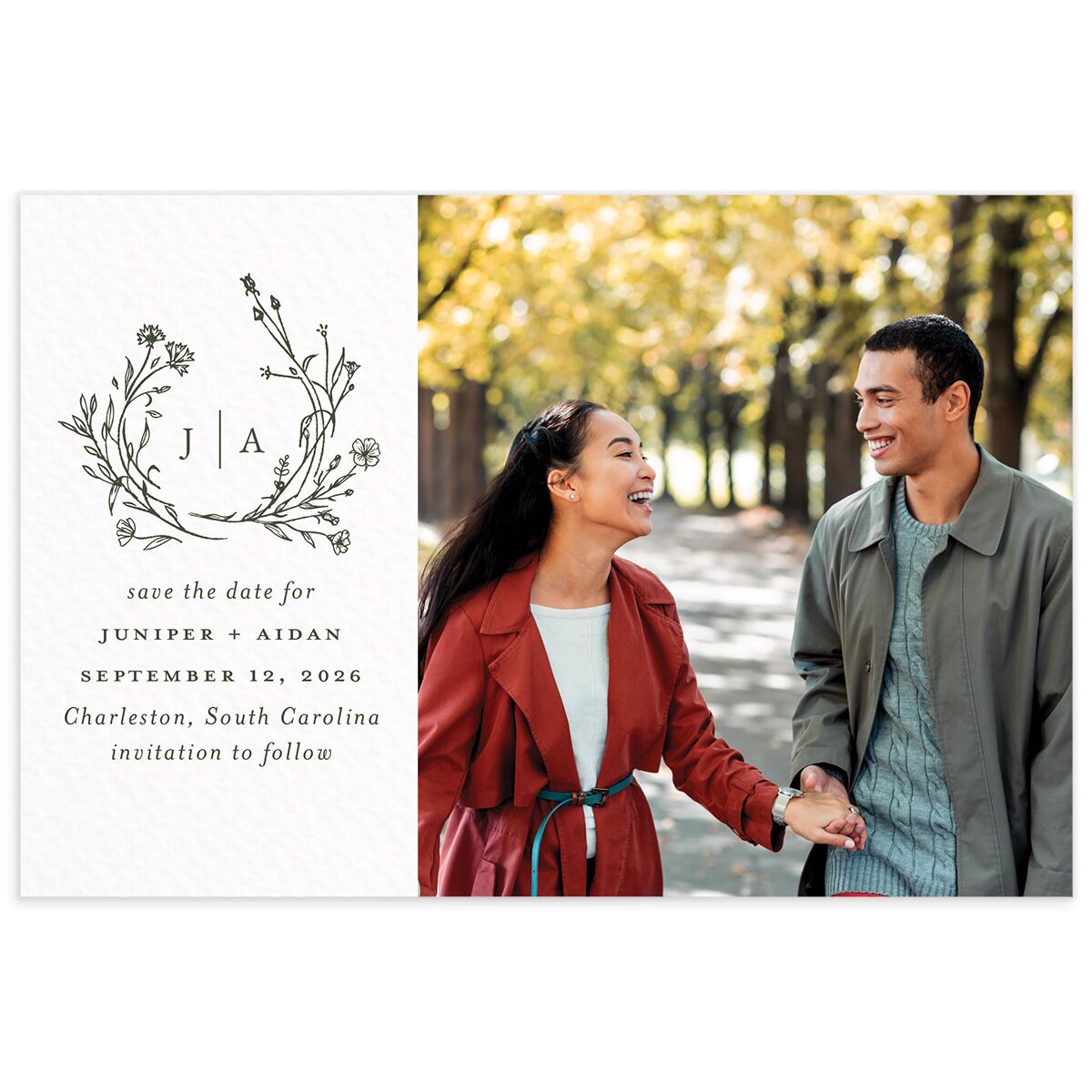 Gilded Monogram Save The Date Postcards 