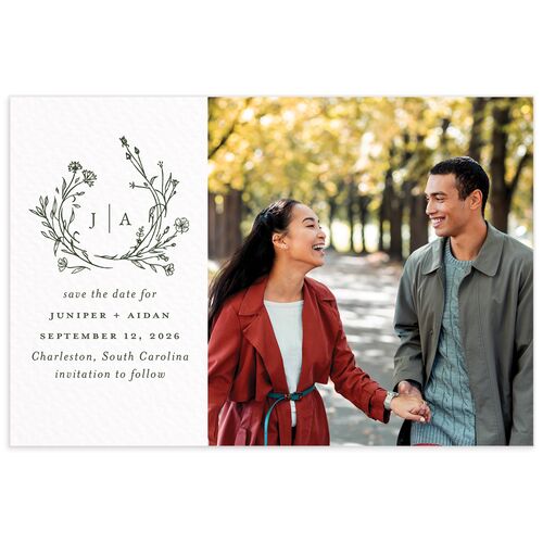 Gilded Monogram Save The Date Postcards  - 